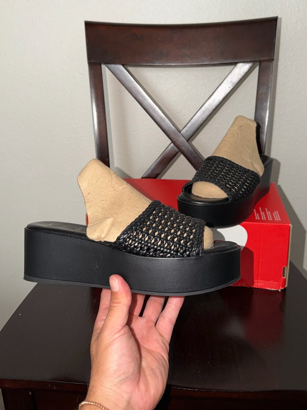 Jessica Simpson Women’s Black Woven Platform Slide Sandals size 8